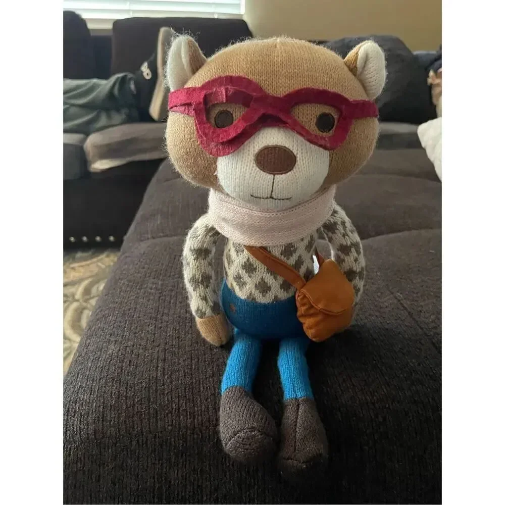 The Peanutshell Multicolor Charlie the Bear Plush Knit Glasses Stuffed Animal